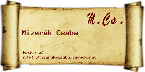 Mizerák Csaba névjegykártya